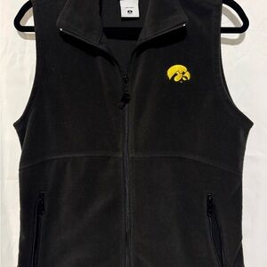 Columbia Black Fleece Vest with Yellow Iowa Hawkeyes Logo